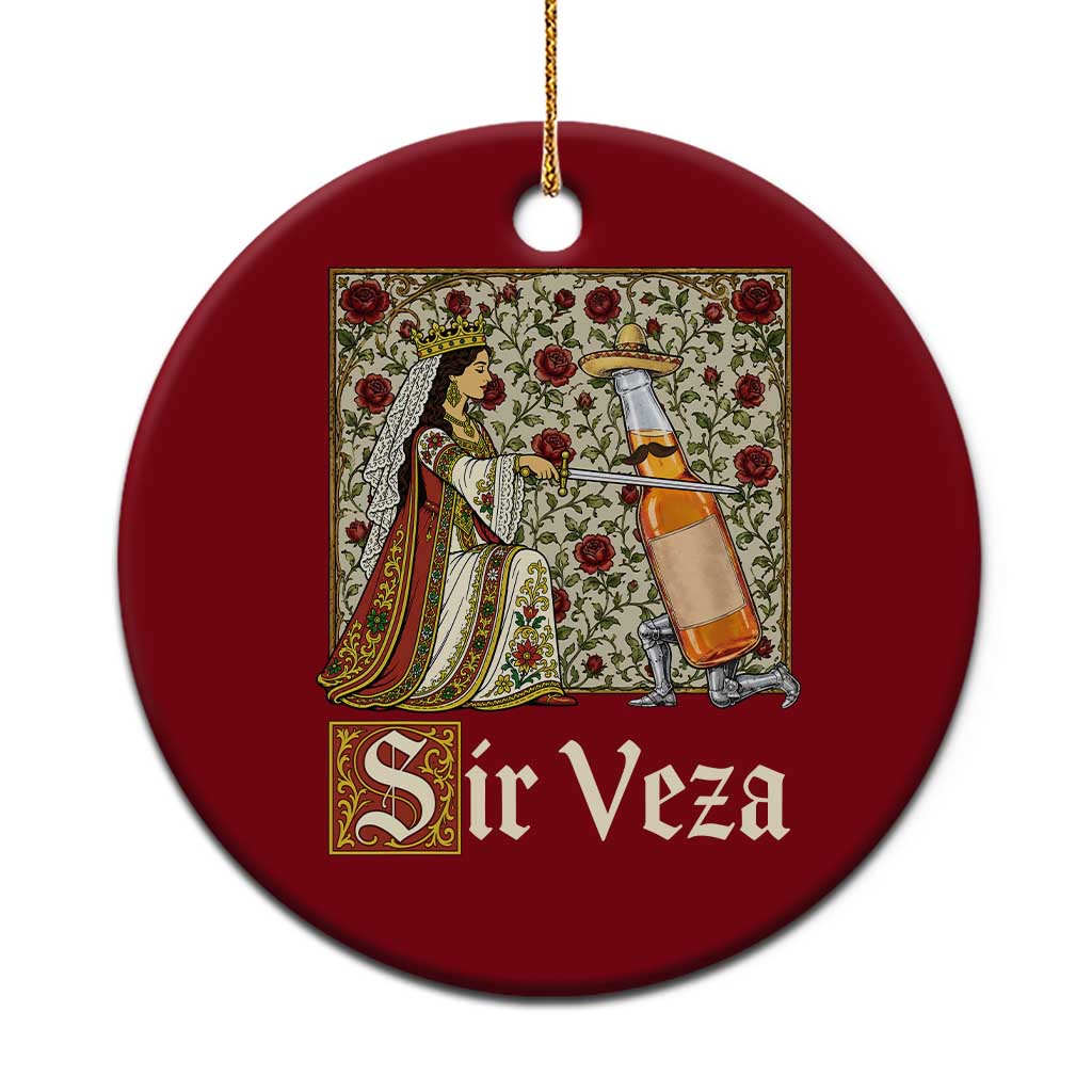 Sir Veza Beer Medieval Knight Pun Sombrero Cinco De Mayo Ceramic Ornament