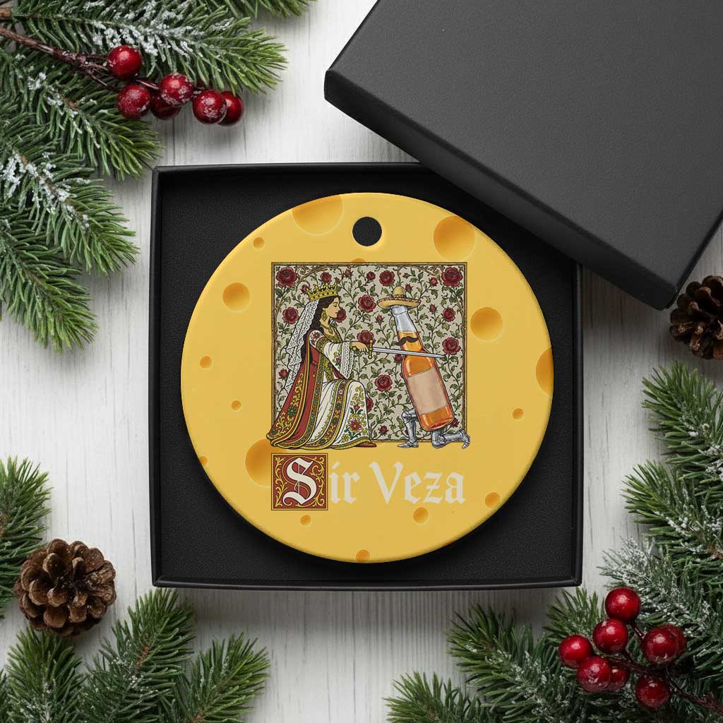 Sir Veza Beer Medieval Knight Pun Sombrero Cinco De Mayo Ceramic Ornament