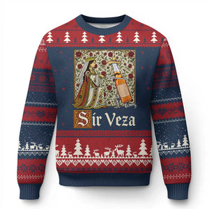Sir Veza Beer Medieval Knight Pun Sombrero Cinco De Mayo Ugly Christmas Sweater