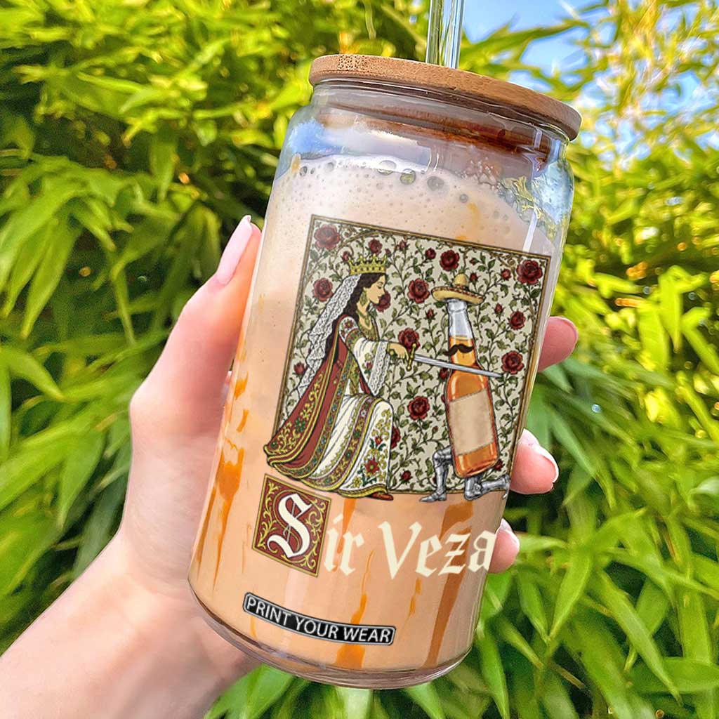 Sir Veza Beer Medieval Knight Pun Sombrero Cinco De Mayo Glass Can