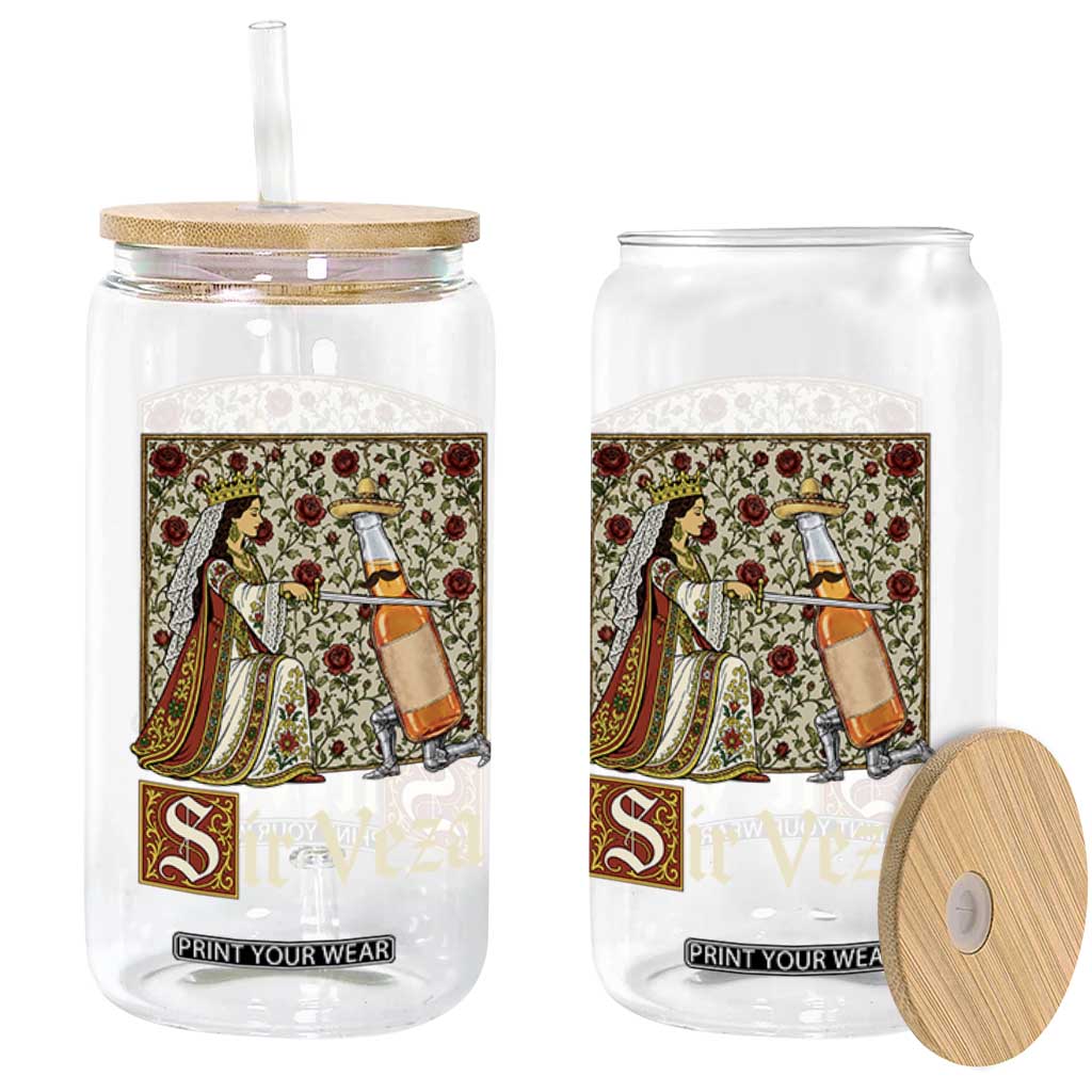 Sir Veza Beer Medieval Knight Pun Sombrero Cinco De Mayo Glass Can