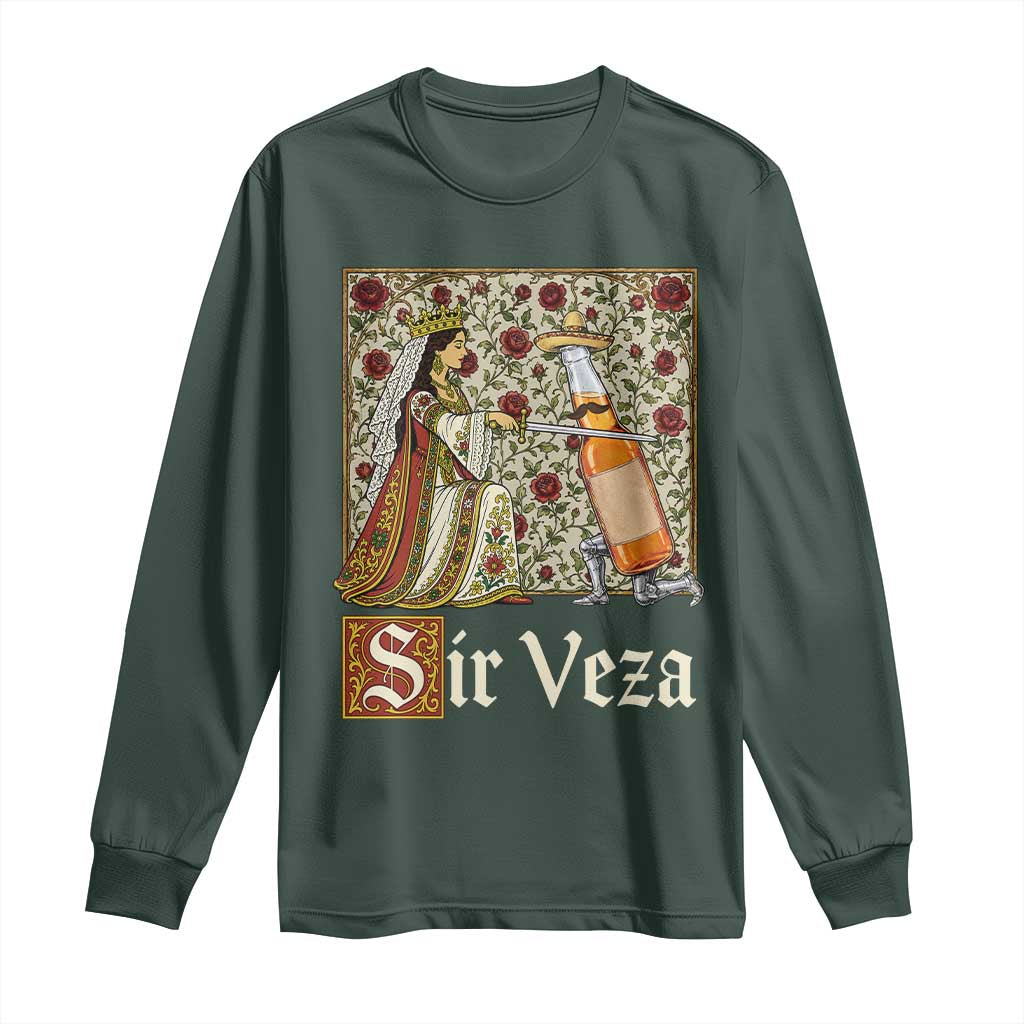Sir Veza Beer Medieval Knight Pun Sombrero Cinco De Mayo Long Sleeve Shirt