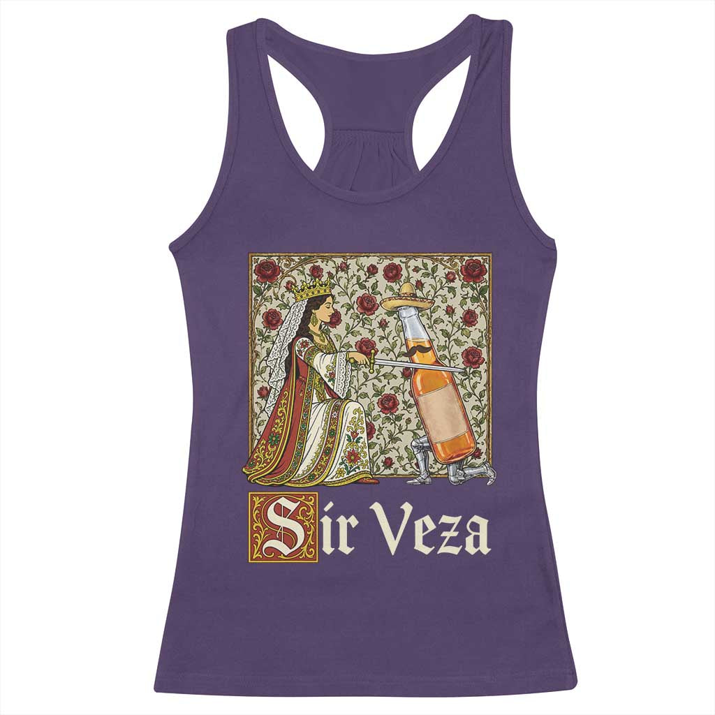 Sir Veza Beer Medieval Knight Pun Sombrero Cinco De Mayo Racerback Tank Top