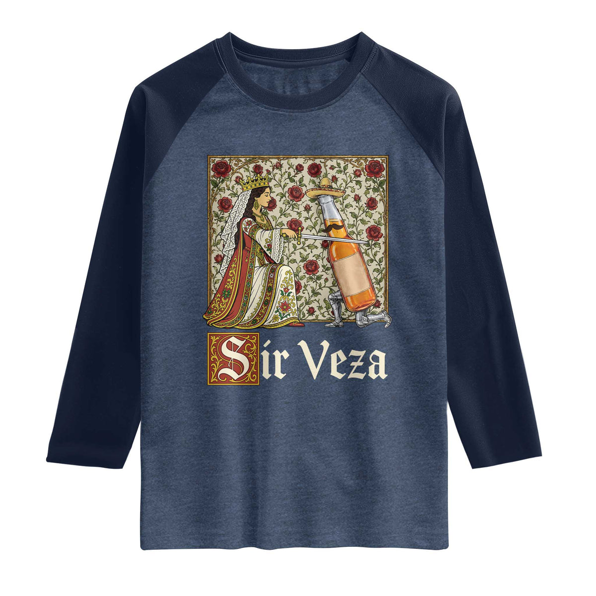 Sir Veza Beer Medieval Knight Pun Sombrero Cinco De Mayo Raglan Shirt
