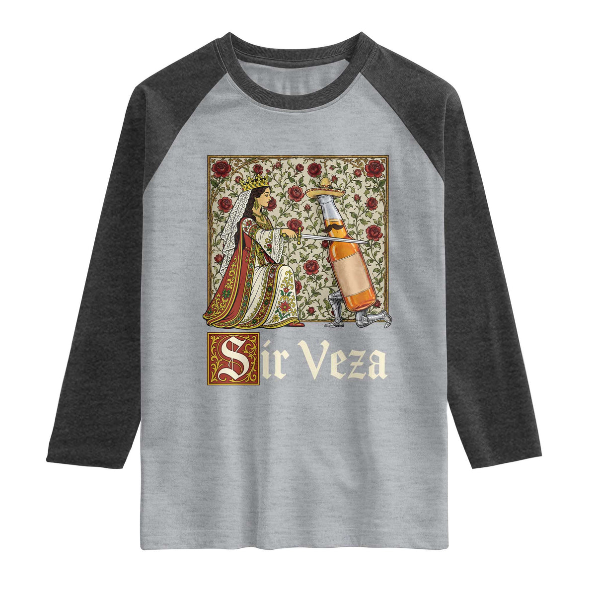 Sir Veza Beer Medieval Knight Pun Sombrero Cinco De Mayo Raglan Shirt