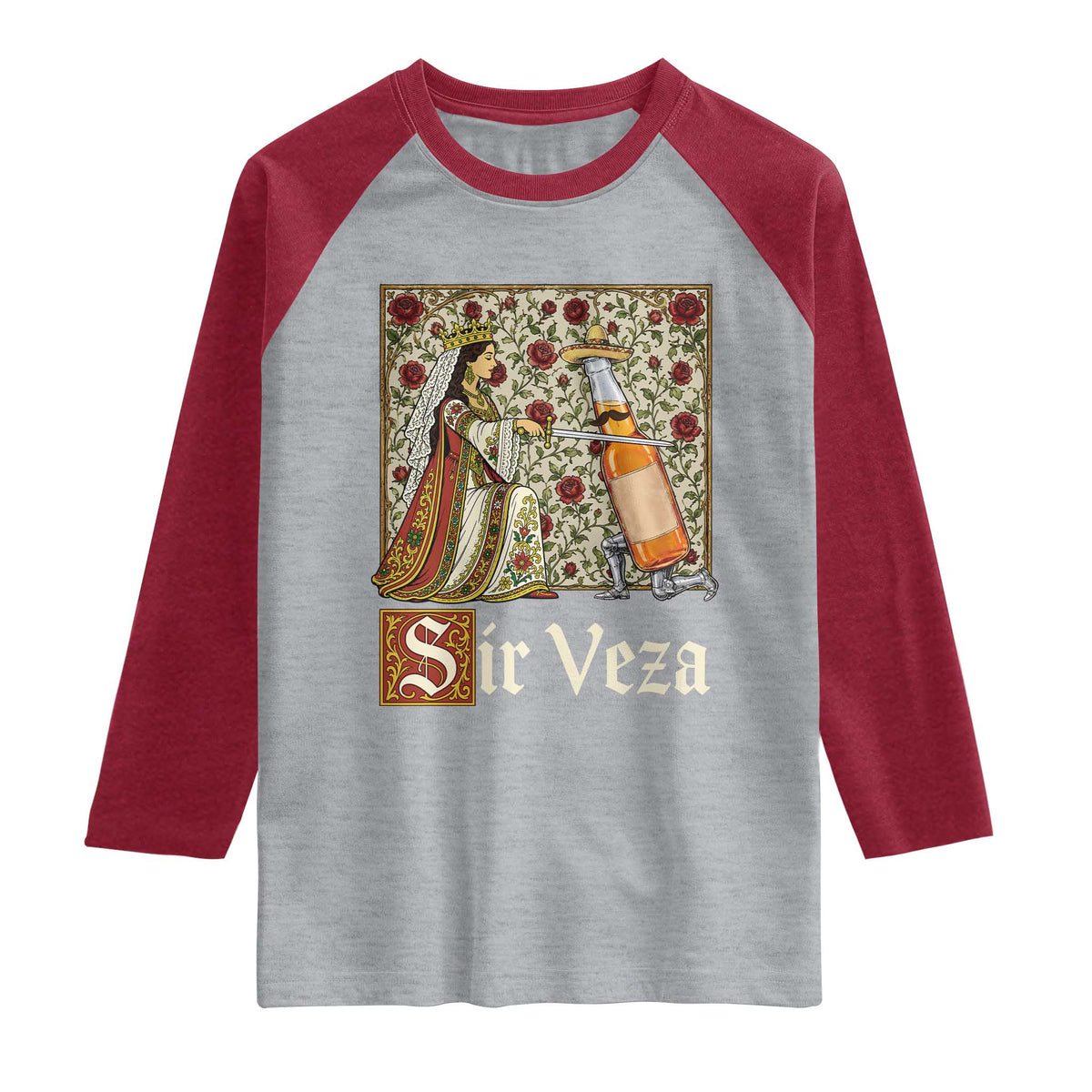 Sir Veza Beer Medieval Knight Pun Sombrero Cinco De Mayo Raglan Shirt