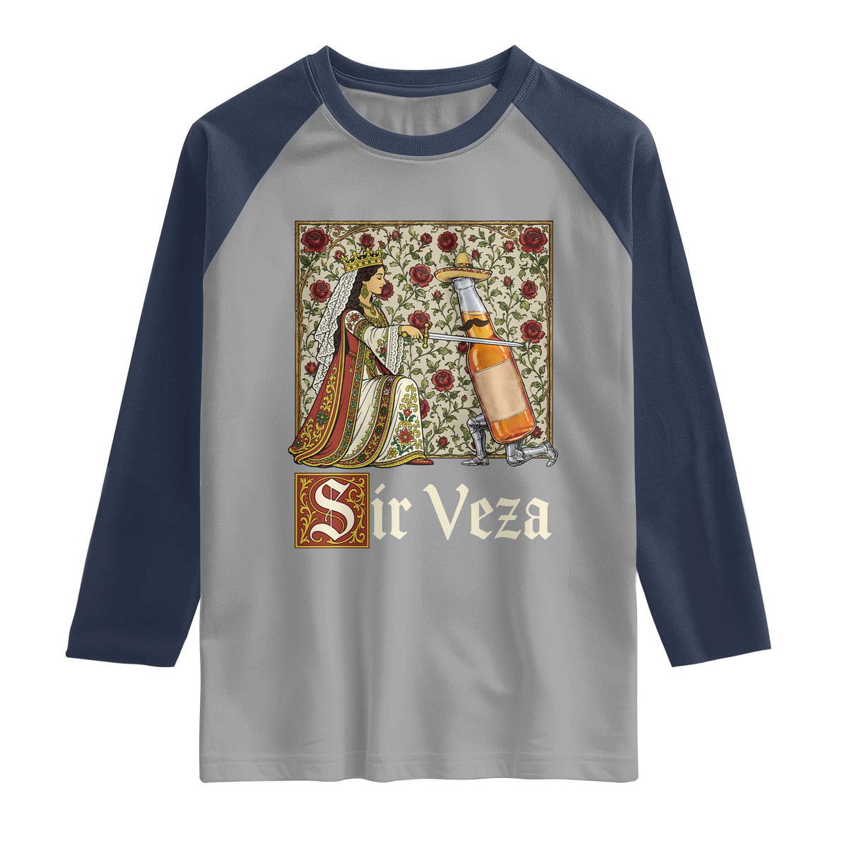Sir Veza Beer Medieval Knight Pun Sombrero Cinco De Mayo Raglan Shirt