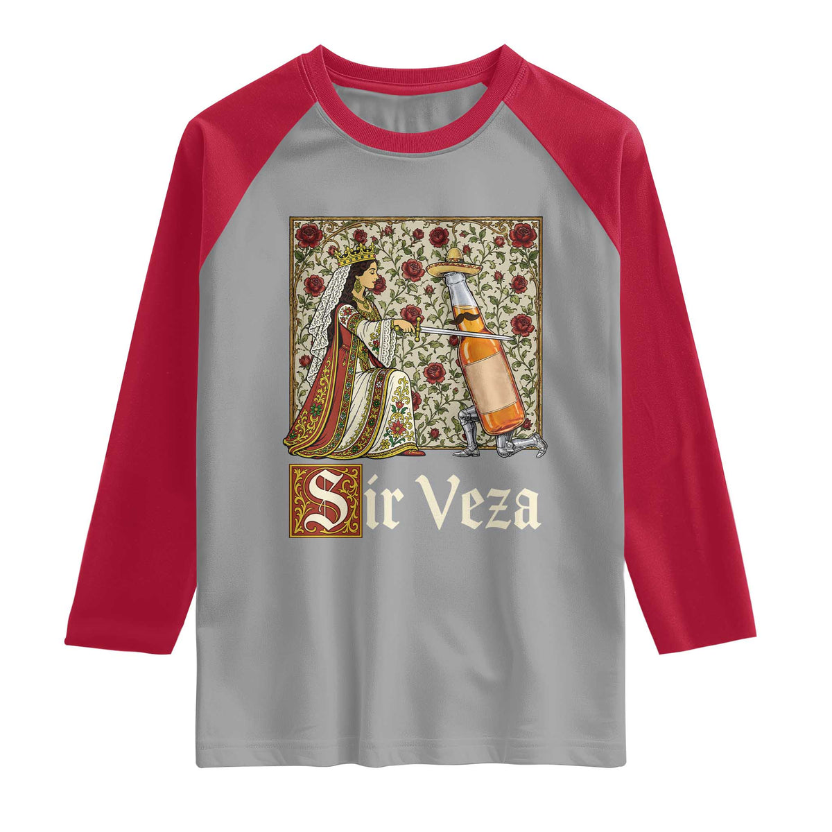 Sir Veza Beer Medieval Knight Pun Sombrero Cinco De Mayo Raglan Shirt