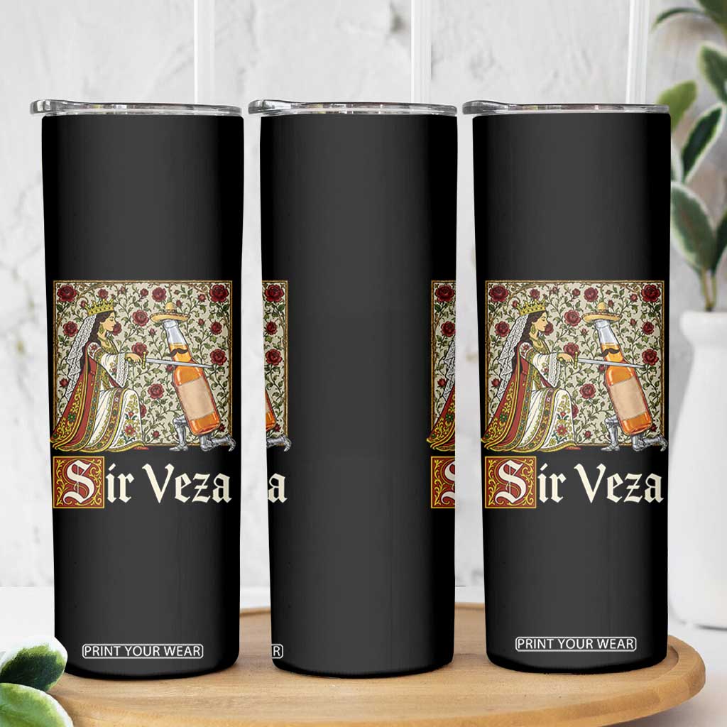 Sir Veza Beer Medieval Knight Pun Sombrero Cinco De Mayo Skinny Tumbler