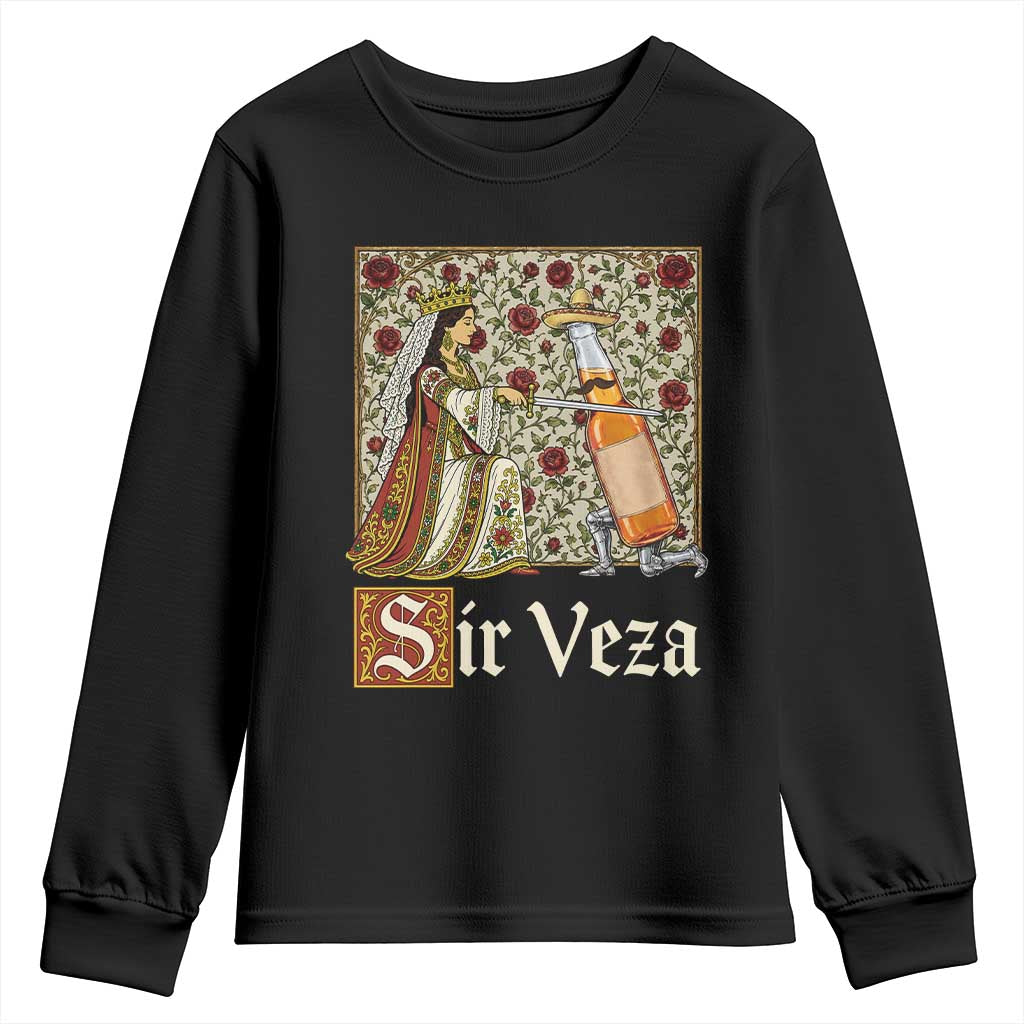 Sir Veza Beer Medieval Knight Pun Sombrero Cinco De Mayo Youth Sweatshirt