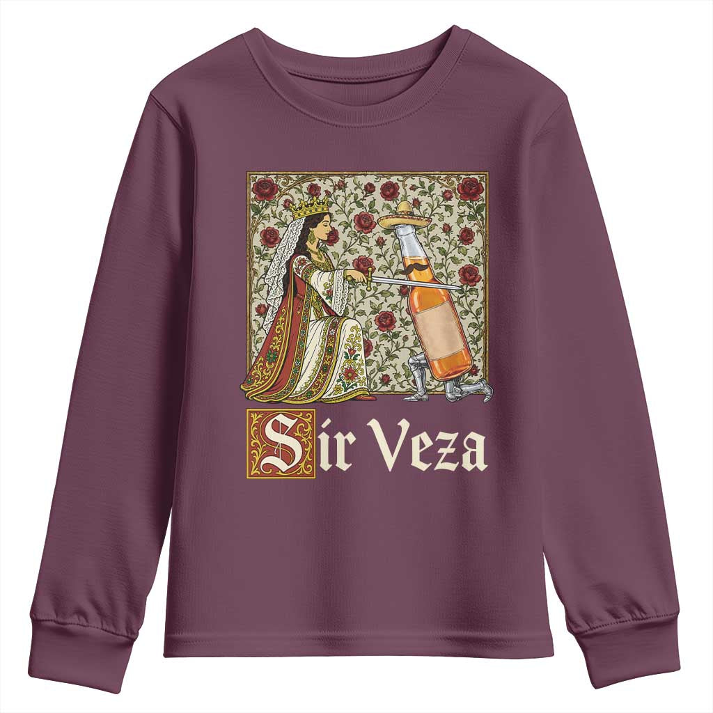 Sir Veza Beer Medieval Knight Pun Sombrero Cinco De Mayo Youth Sweatshirt