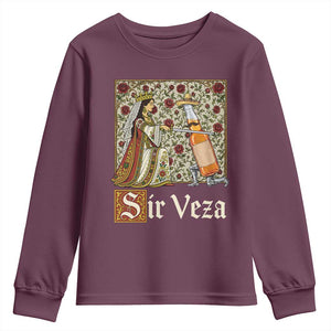 Sir Veza Beer Medieval Knight Pun Sombrero Cinco De Mayo Youth Sweatshirt