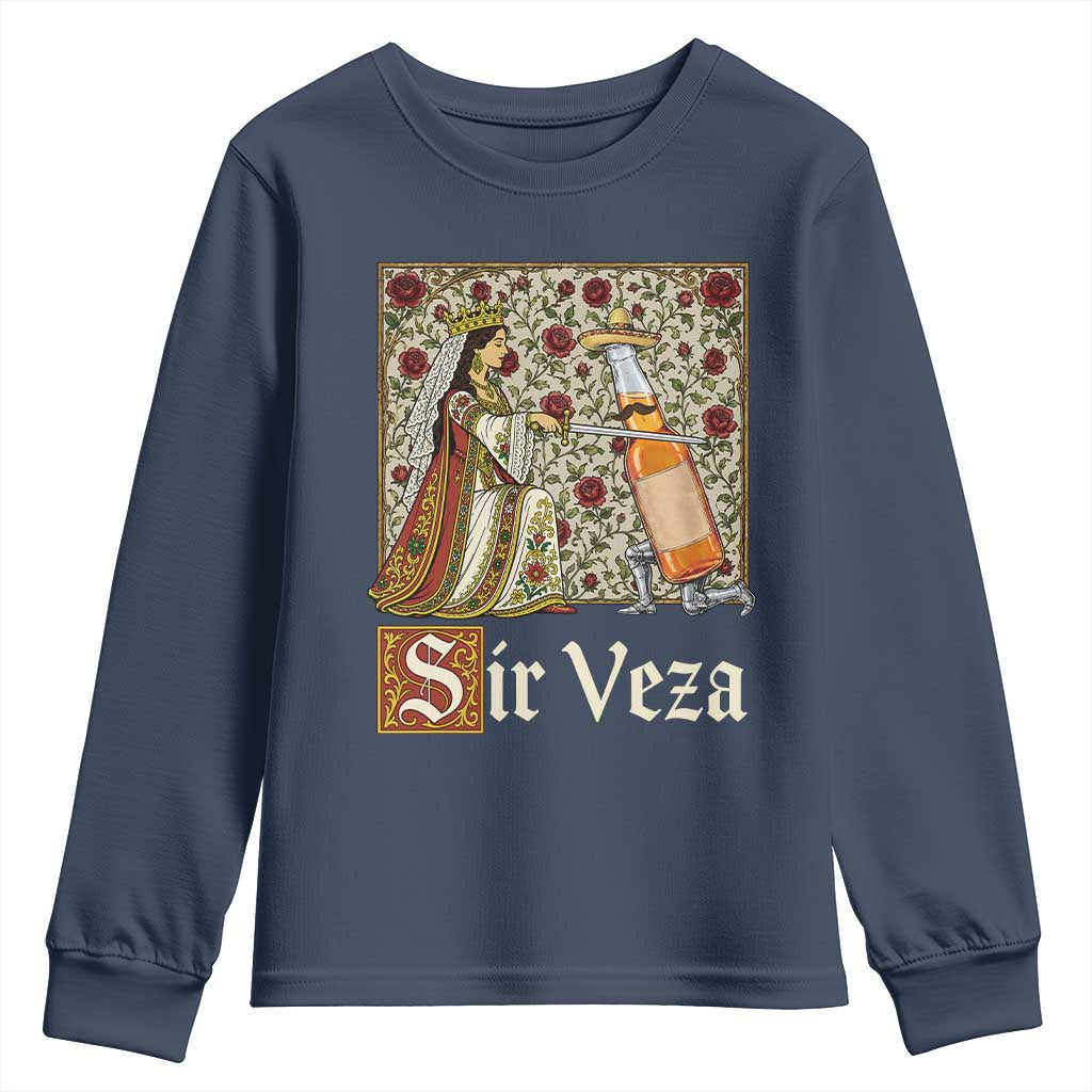 Sir Veza Beer Medieval Knight Pun Sombrero Cinco De Mayo Youth Sweatshirt