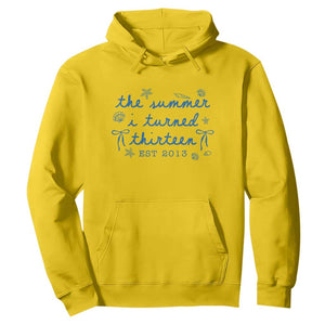 The Summer I Turned Thirteen Funny 13th Birthday Est 2013 Hoodie Summer Coastal Birthday Seashell Bow