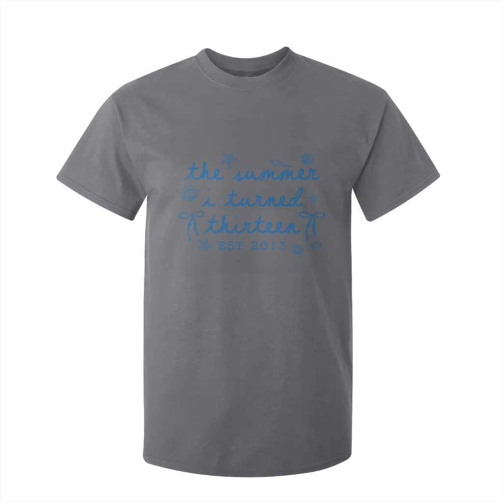 The Summer I Turned Thirteen Funny 13th Birthday Est 2013 T Shirt For Kid Summer Coastal Birthday Seashell Bow