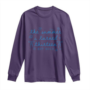 The Summer I Turned Thirteen Funny 13th Birthday Est 2013 Long Sleeve Shirt Summer Coastal Birthday Seashell Bow