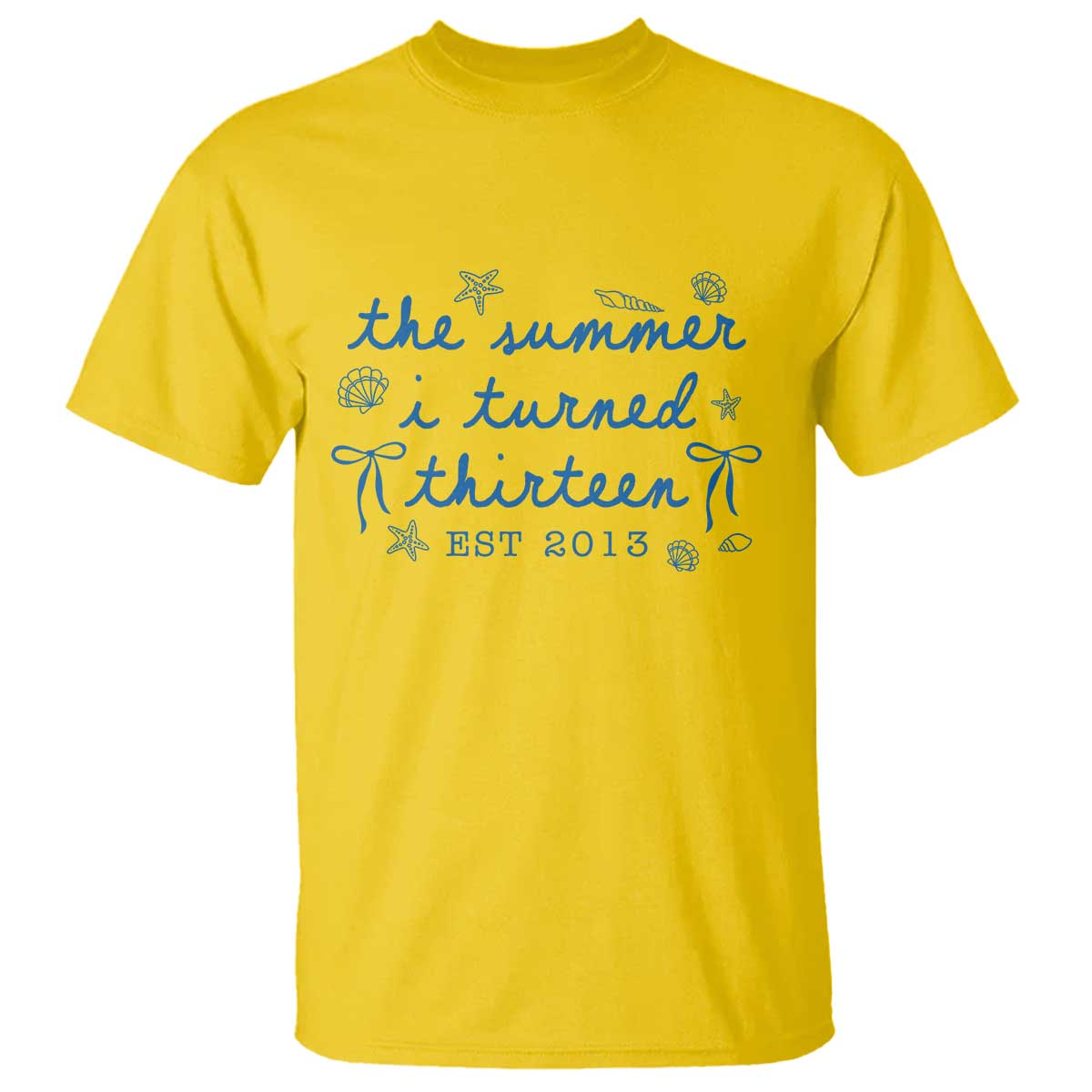 The Summer I Turned Thirteen Funny 13th Birthday Est 2013 T Shirt Summer Coastal Birthday Seashell Bow