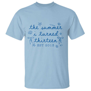 The Summer I Turned Thirteen Funny 13th Birthday Est 2013 T Shirt Summer Coastal Birthday Seashell Bow