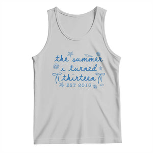 The Summer I Turned Thirteen Funny 13th Birthday Est 2013 Tank Top Summer Coastal Birthday Seashell Bow