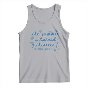 The Summer I Turned Thirteen Funny 13th Birthday Est 2013 Tank Top Summer Coastal Birthday Seashell Bow