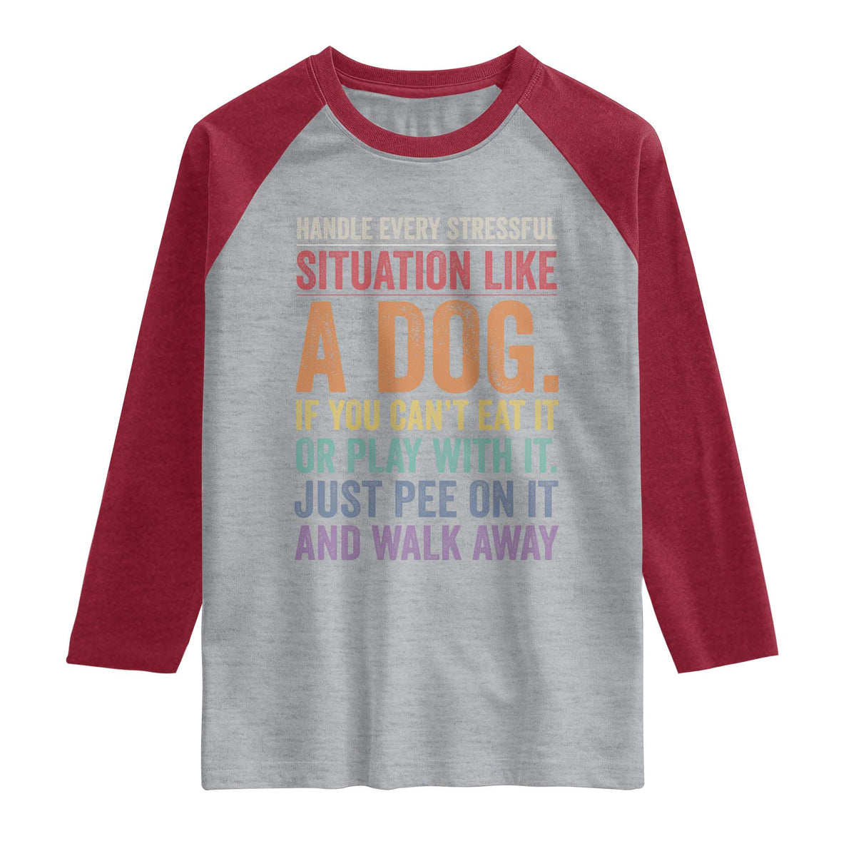 Funny Dog Lover Raglan Shirt Handle Every Stressful Situation Like A Dog Retro Pet Owner Joke