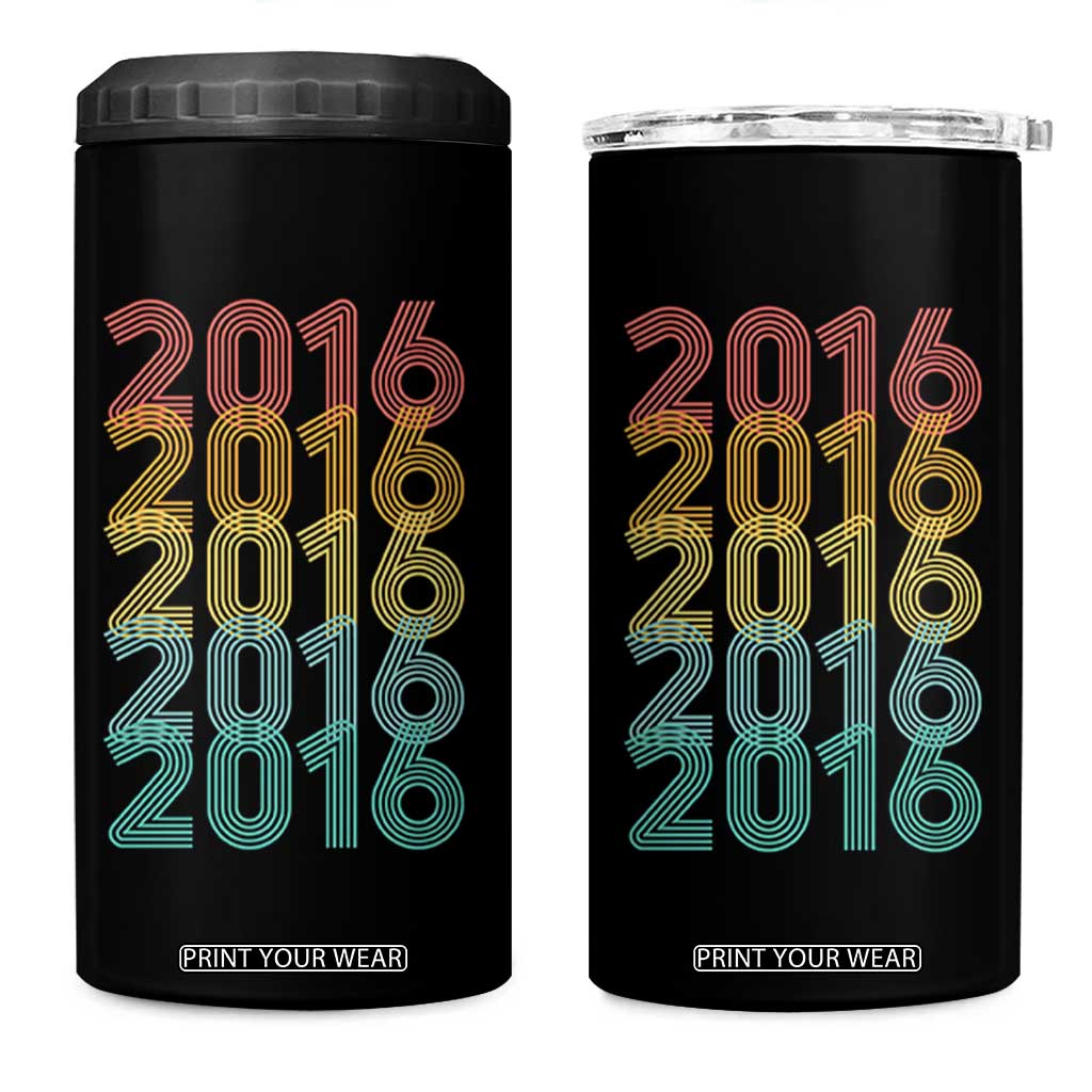 10th Birthday 4 in 1 Can Cooler Tumbler Vintage 2016 Retro 10 Years Old Birthday