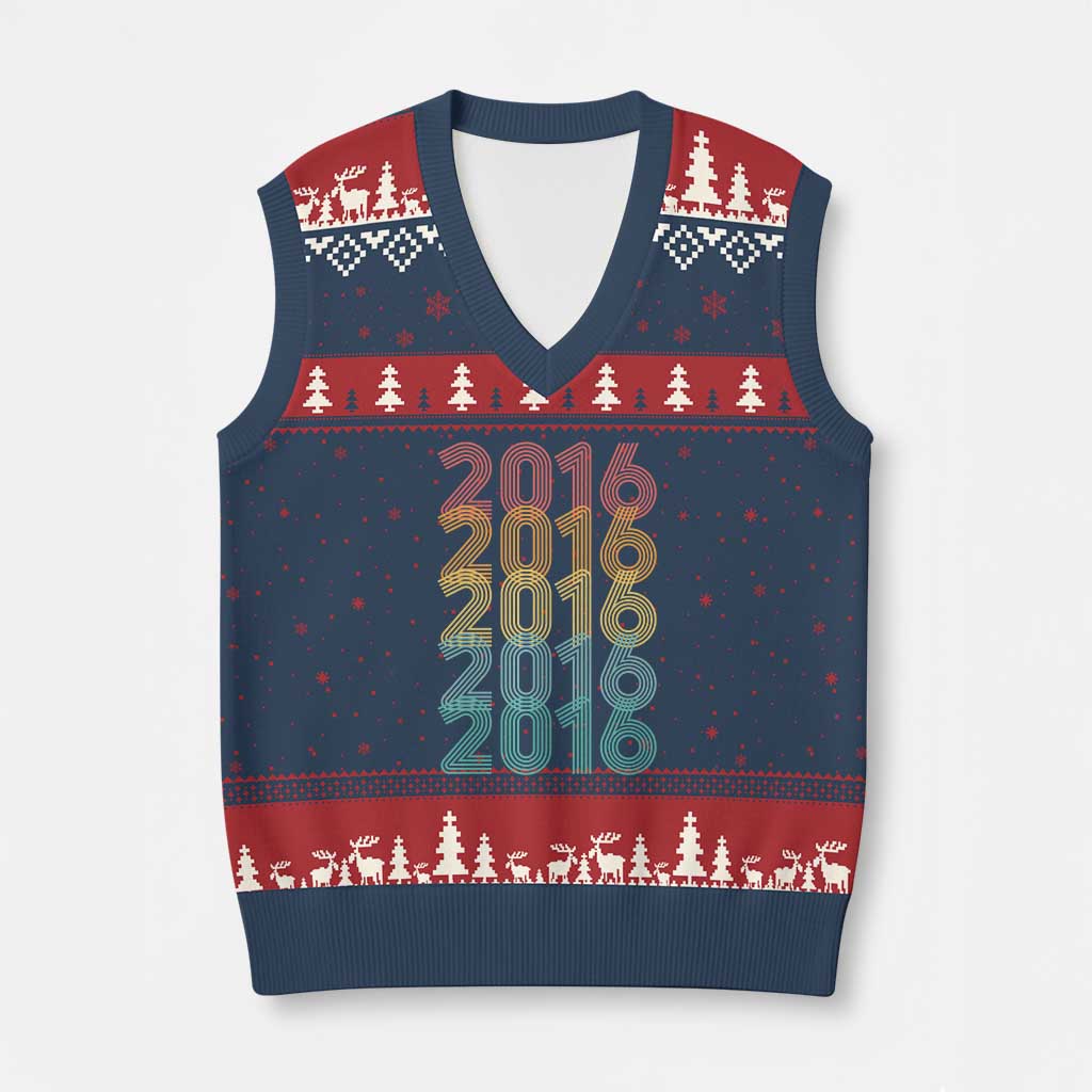 10th Birthday V-Neck Knit Sweater Vest Vintage 2016 Retro 10 Years Old Birthday TS11 Navy Red Print Your Wear