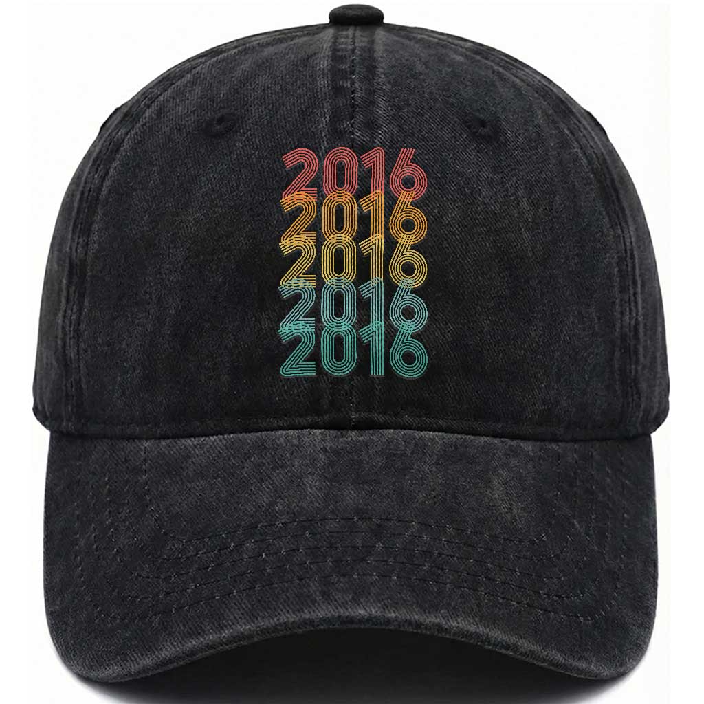 10th Birthday Washed Cotton Baseball Cap Vintage 2016 Retro 10 Years Old Birthday TS11 Print Your Wear