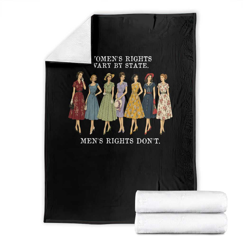 Women's Rights Vary By State Men's Rights Don't Feminist Throw Blanket TS11 Black Print Your Wear