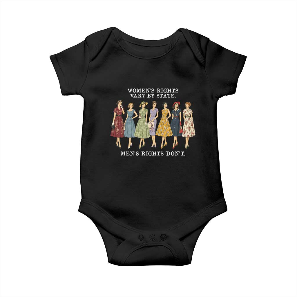 Women's Rights Vary By State Men's Rights Don't Feminist Baby Onesie TS11 Black Print Your Wear
