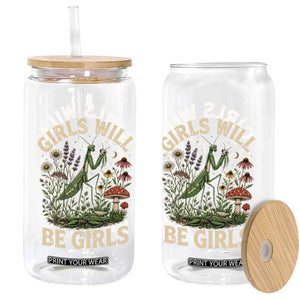 Girls Will Be Will Girls Praying Mantis Feminist Entomologist Glass Can