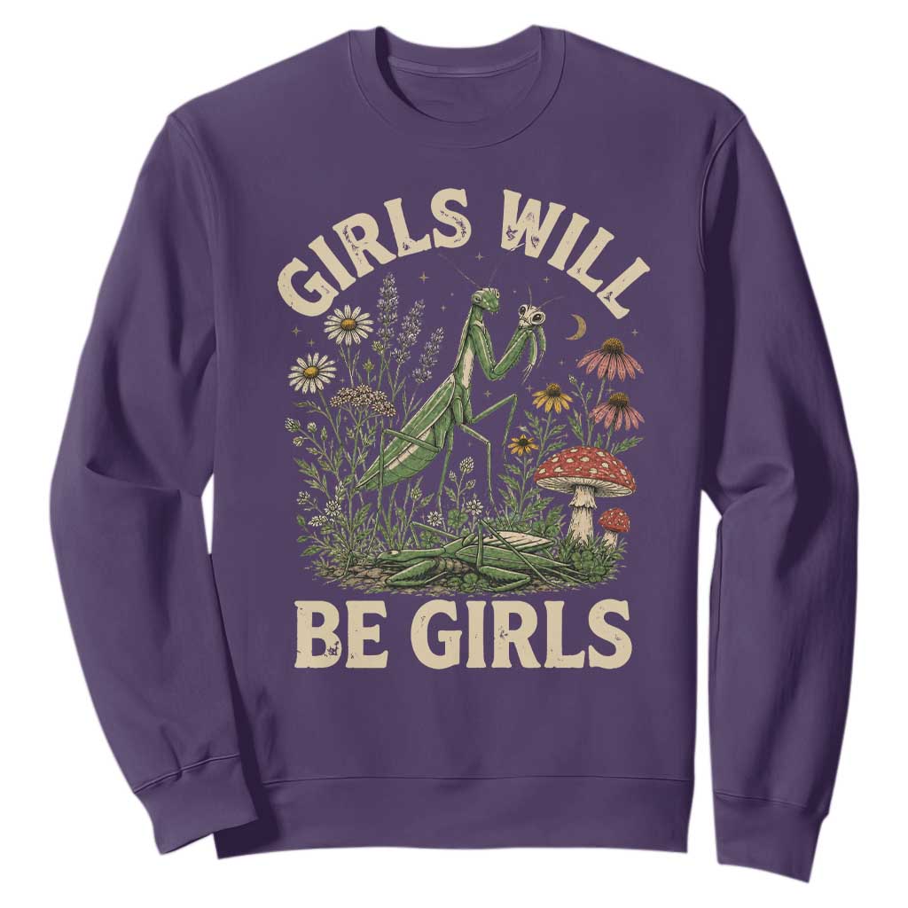 Girls Will Be Will Girls Praying Mantis Feminist Entomologist Sweatshirt