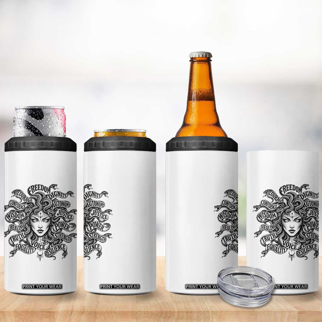Feminist Medusa Power Snake Wisdom Equality Goth 4 in 1 Can Cooler Tumbler
