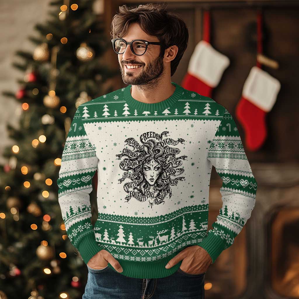 Feminist Medusa Power Snake Wisdom Equality Goth Ugly Christmas Sweater