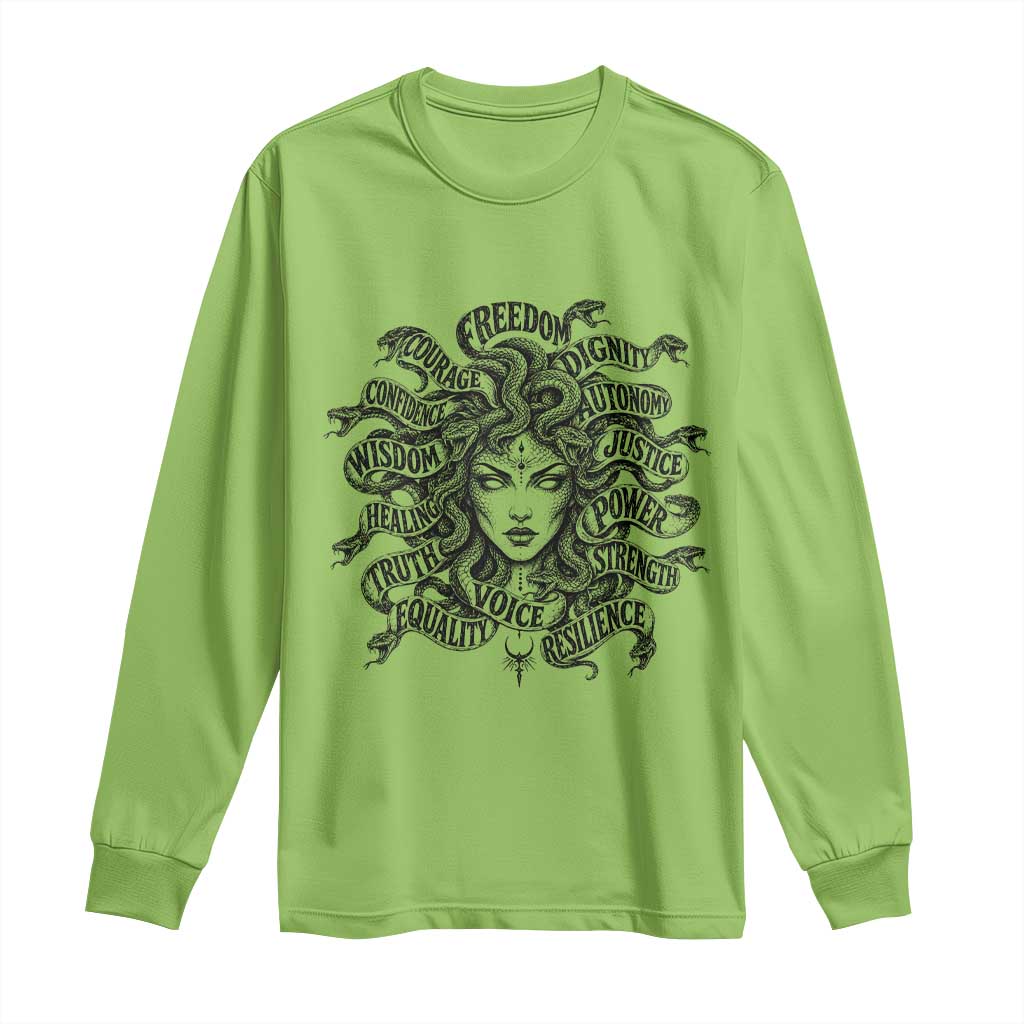 Feminist Medusa Power Snake Wisdom Equality Goth Long Sleeve Shirt