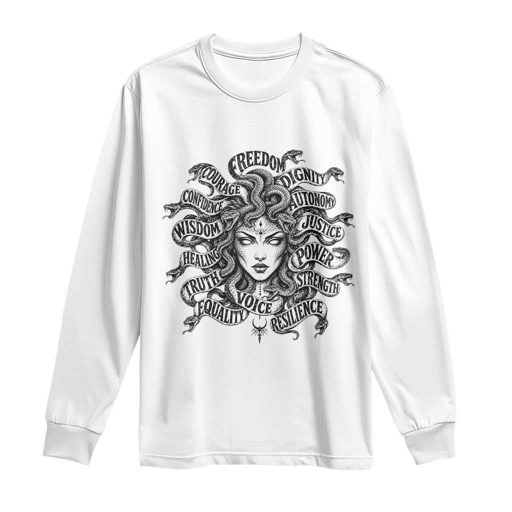 Feminist Medusa Power Snake Wisdom Equality Goth Long Sleeve Shirt
