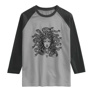 Feminist Medusa Power Snake Wisdom Equality Goth Raglan Shirt