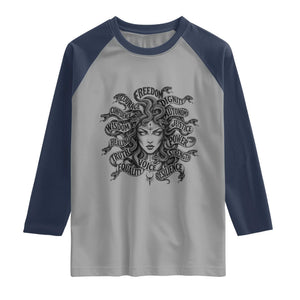 Feminist Medusa Power Snake Wisdom Equality Goth Raglan Shirt