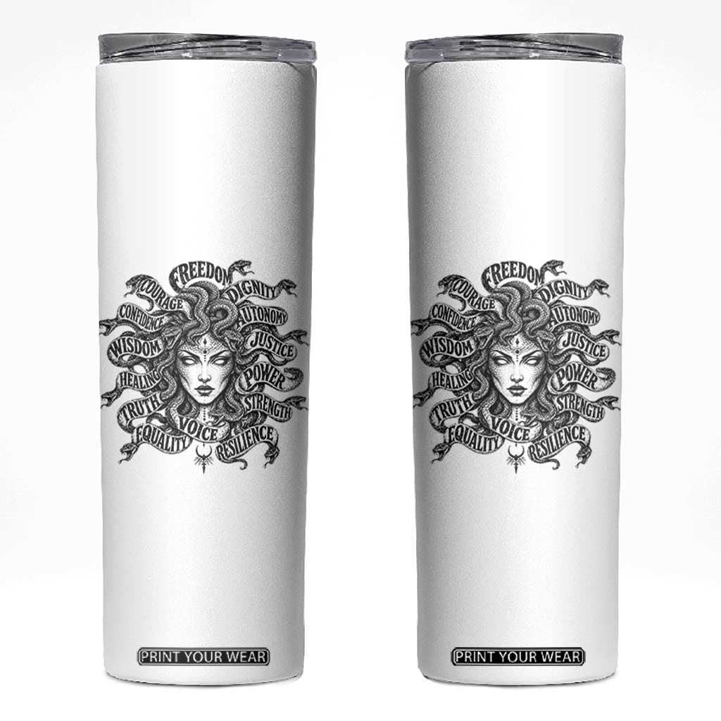 Feminist Medusa Power Snake Wisdom Equality Goth Skinny Tumbler