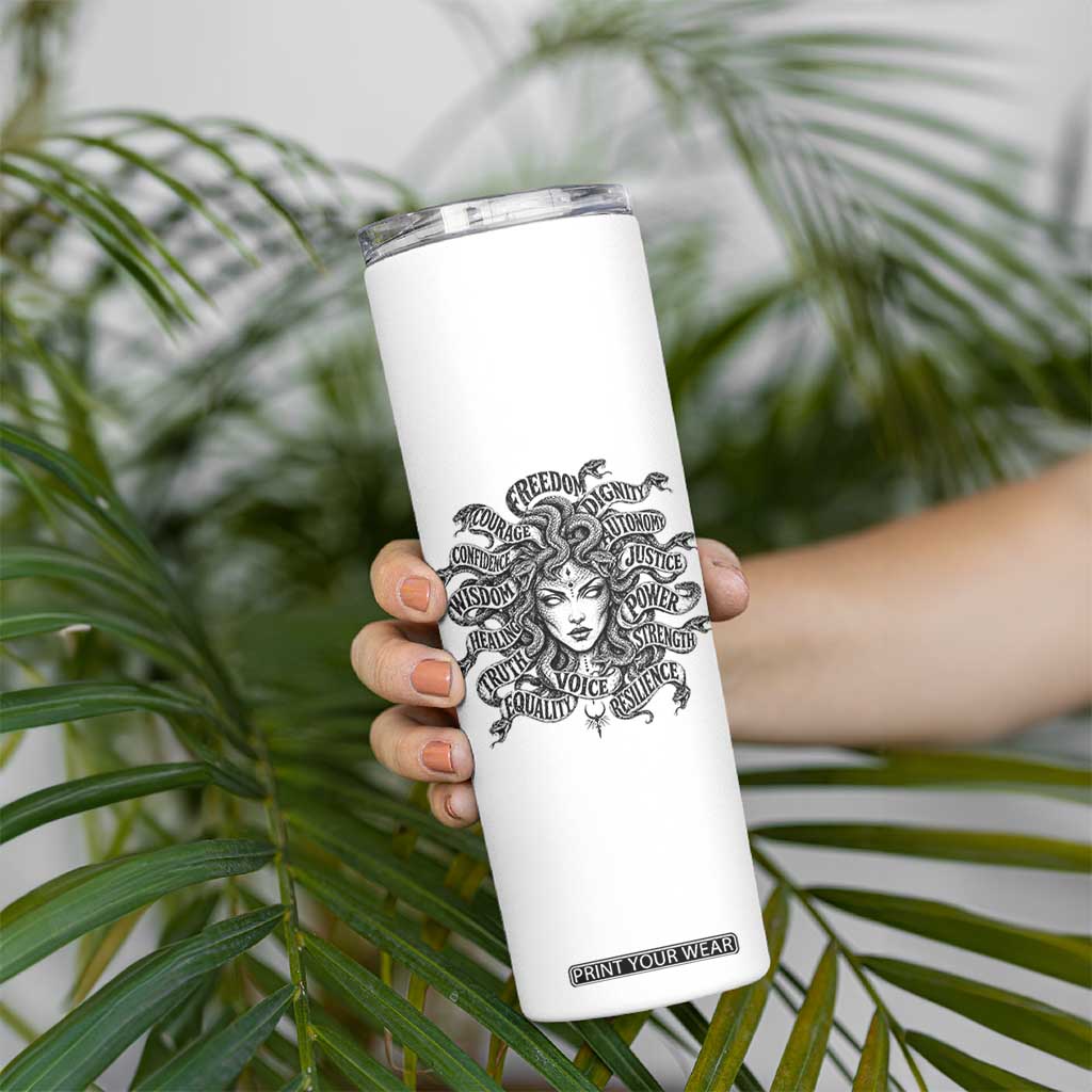 Feminist Medusa Power Snake Wisdom Equality Goth Skinny Tumbler