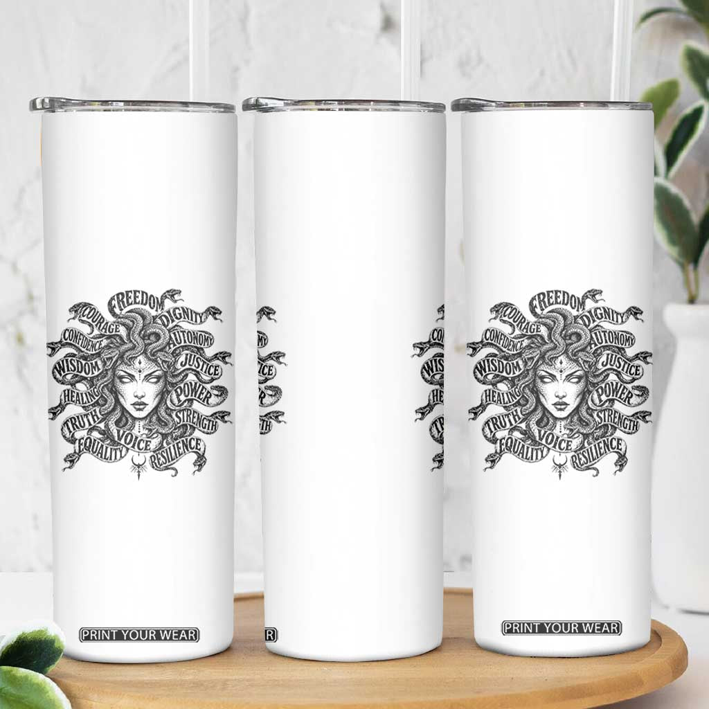 Feminist Medusa Power Snake Wisdom Equality Goth Skinny Tumbler