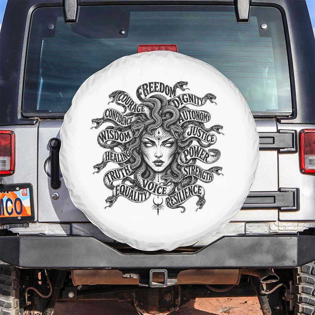 Feminist Medusa Power Snake Wisdom Equality Goth Spare Tire Cover TS11 No hole White Print Your Wear