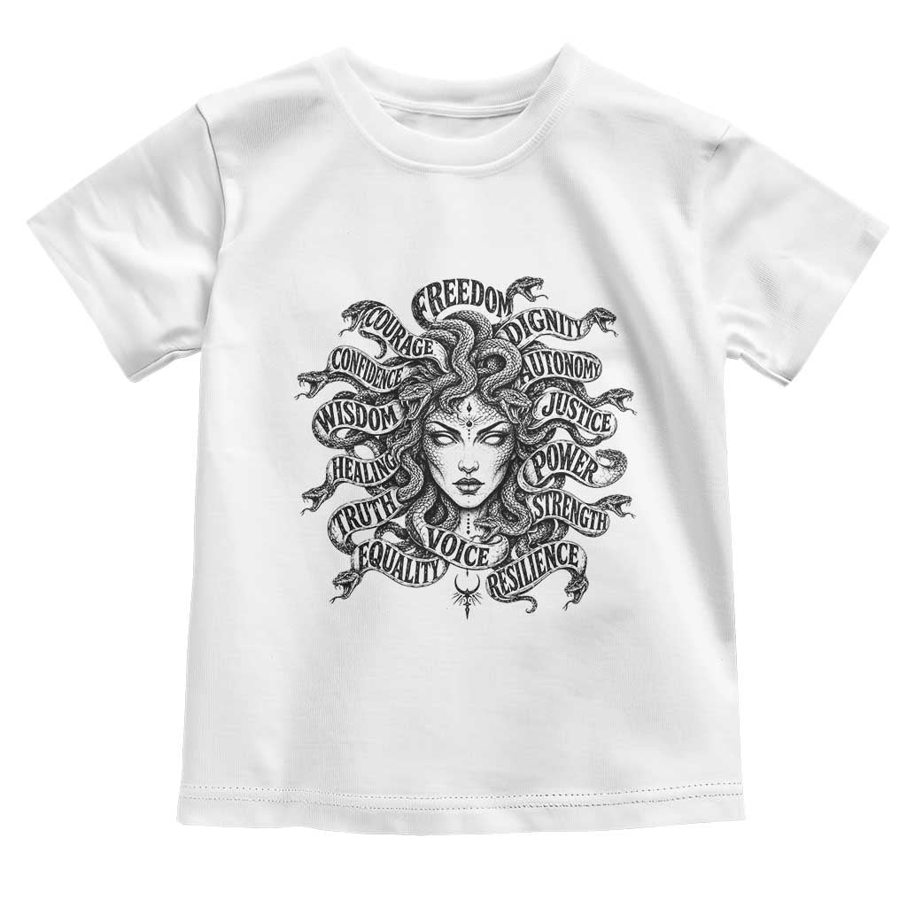 Feminist Medusa Power Snake Wisdom Equality Goth Toddler T Shirt TS11 White Print Your Wear