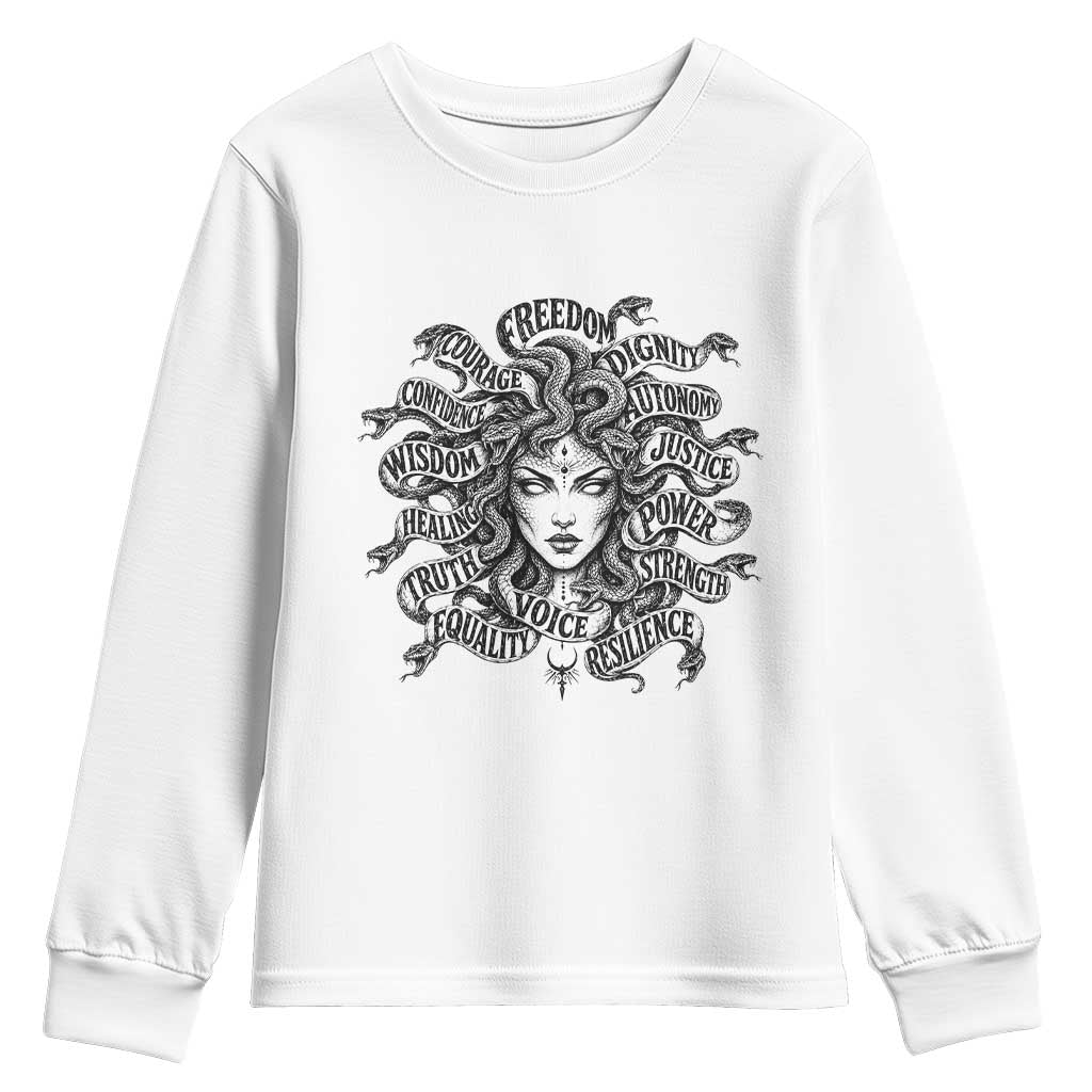 Feminist Medusa Power Snake Wisdom Equality Goth Youth Sweatshirt TS11 White Print Your Wear