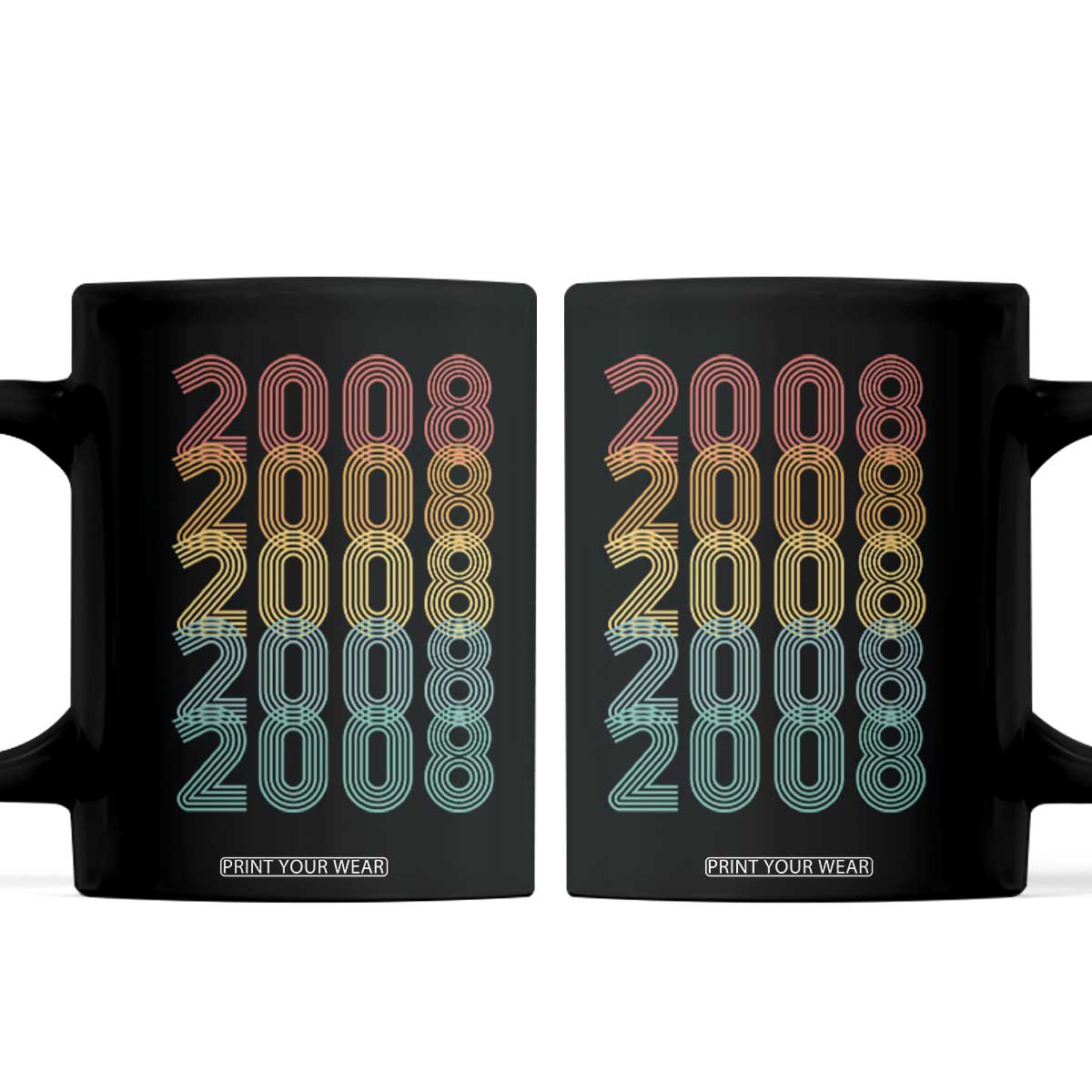 18th Birthday Coffee Mug Vintage 2008 Retro 18 Years Old Birthday TS11 Black Print Your Wear