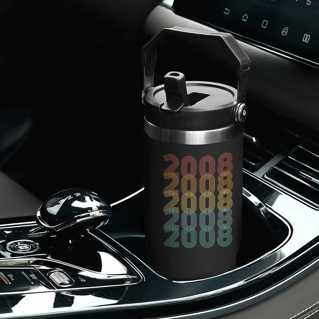 18th Birthday Flip Straw Tumbler Vintage 2008 Retro 18 Years Old Birthday