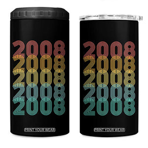 18th Birthday 4 in 1 Can Cooler Tumbler Vintage 2008 Retro 18 Years Old Birthday