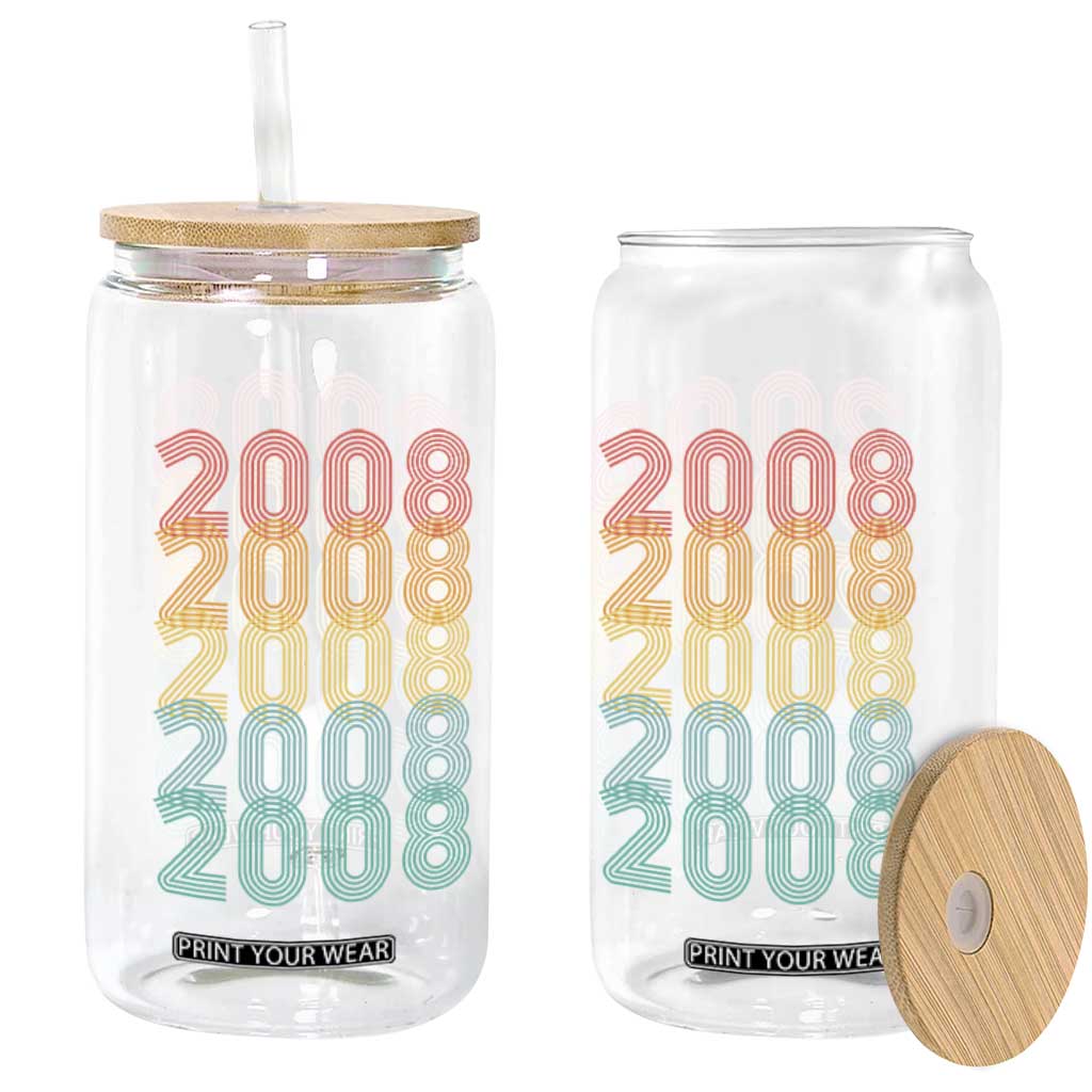 18th Birthday Glass Can Vintage 2008 Retro 18 Years Old Birthday