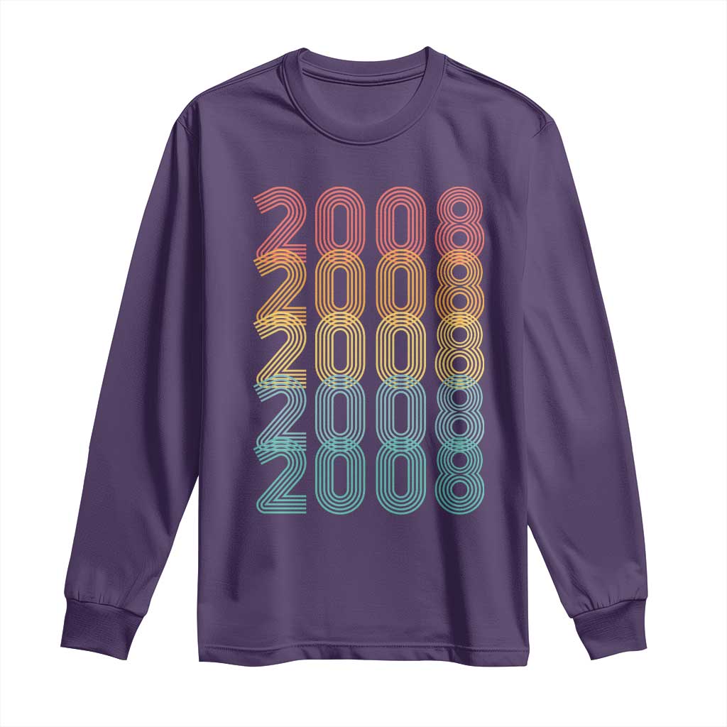 18th Birthday Long Sleeve Shirt Vintage 2008 Retro 18 Years Old Birthday