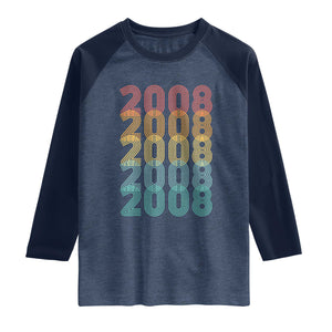18th Birthday Raglan Shirt Vintage 2008 Retro 18 Years Old Birthday